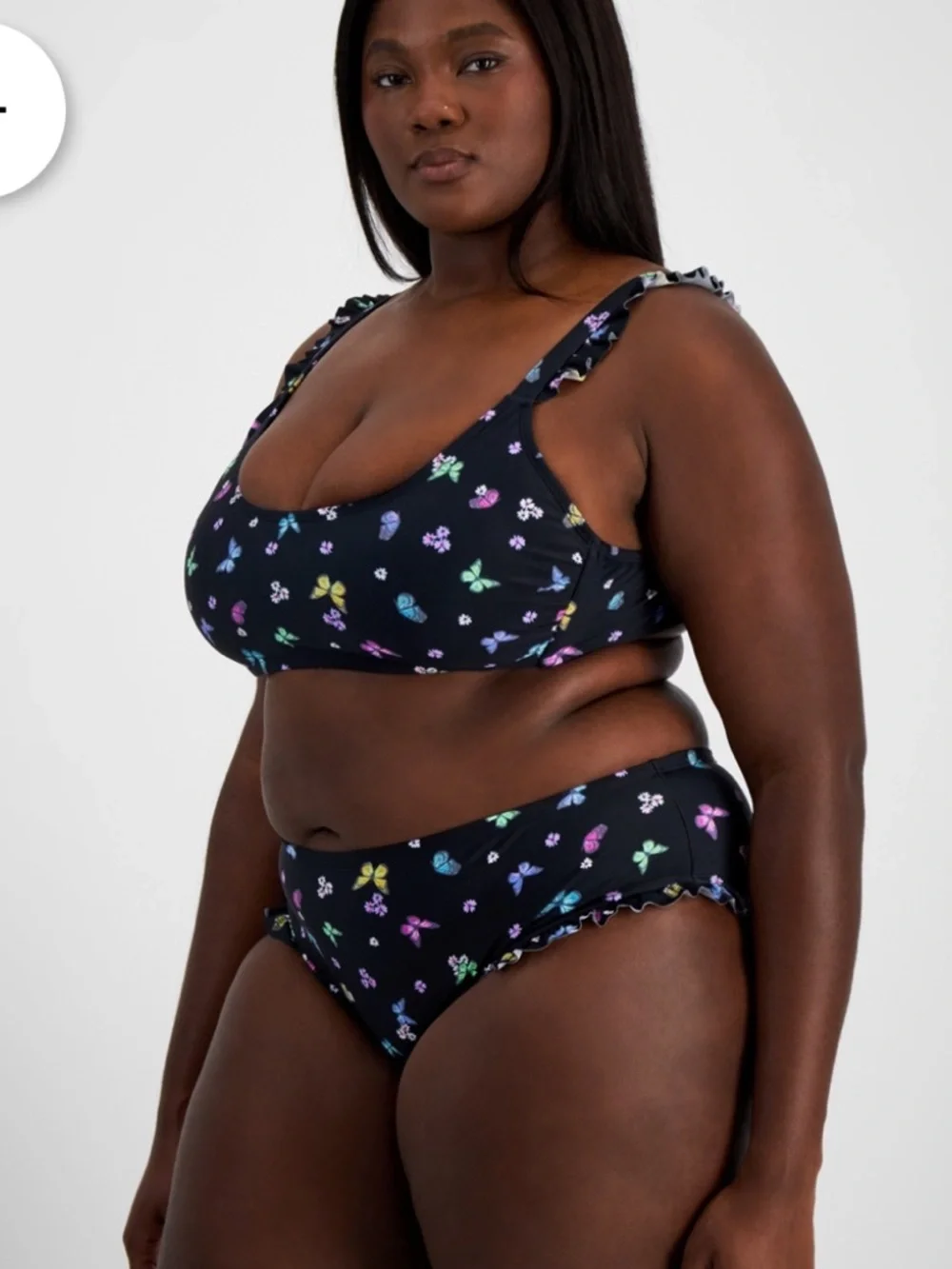 California Waves Plus Salt + Cove Plus Size Ruffled Butterfly-Print Swim 16/18